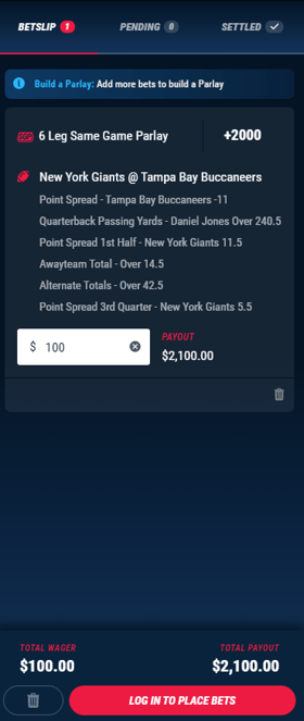 PointsBet Sportsbook NY Same Game Parlay