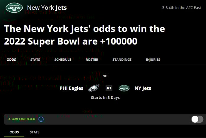 DraftKings Sportsbook NY Jets